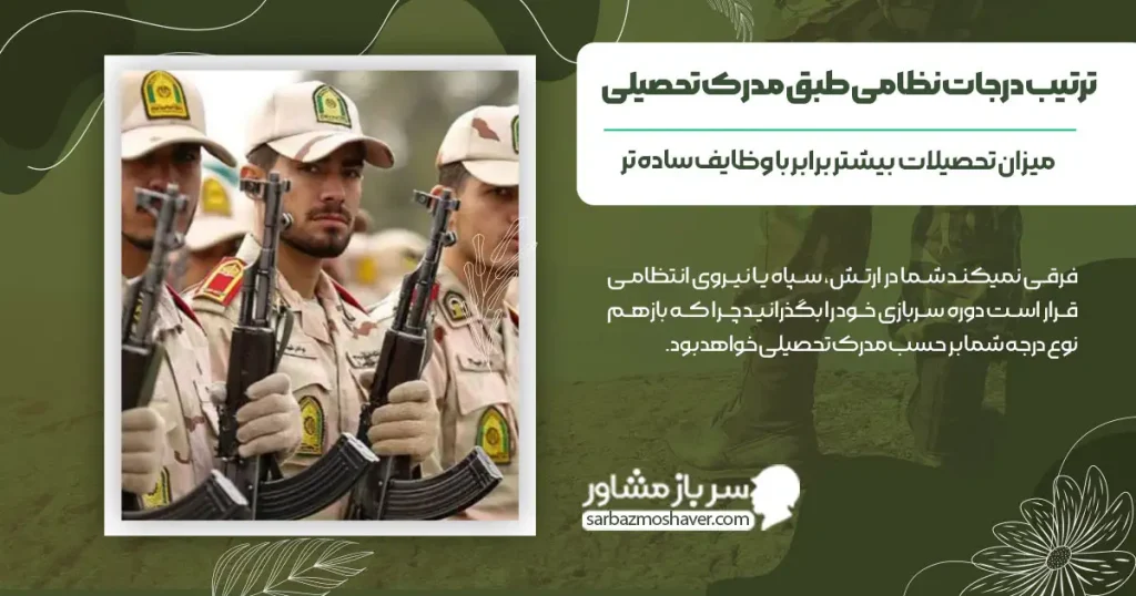 ترتیب درجات نظامی طبق مدرک تحصیلی به چه صورت است؟