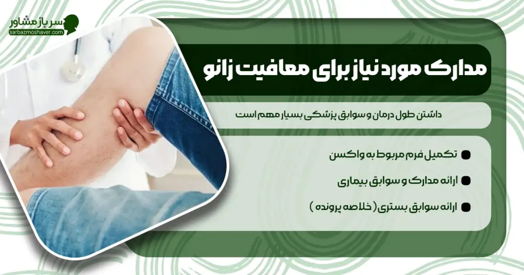 مدارک مورد نیاز برای معافیت زانو