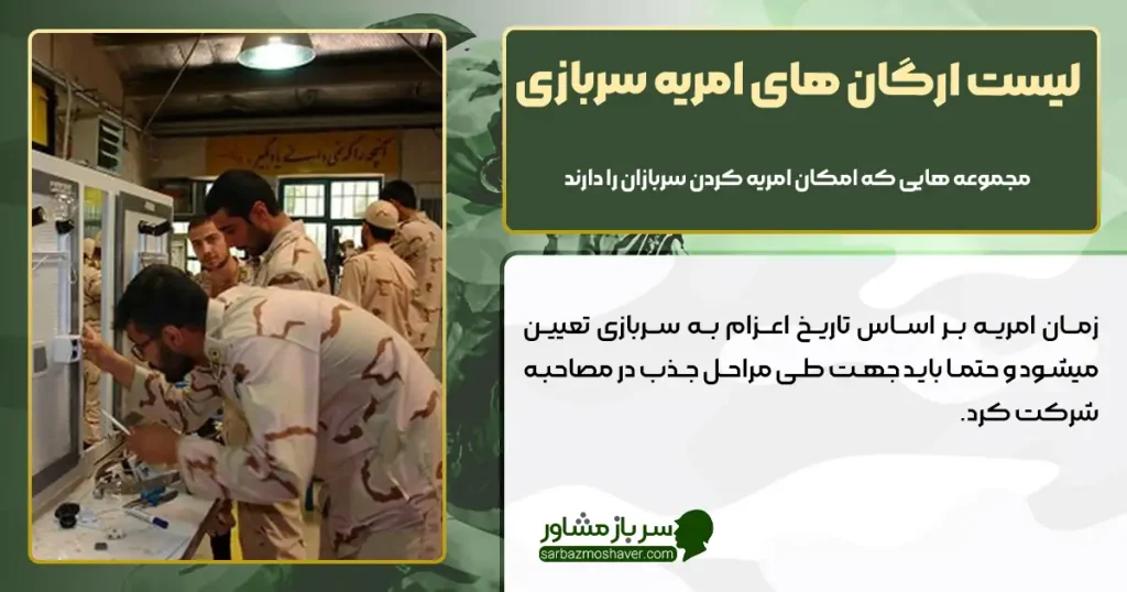 لیست ارگان های امریه سربازی