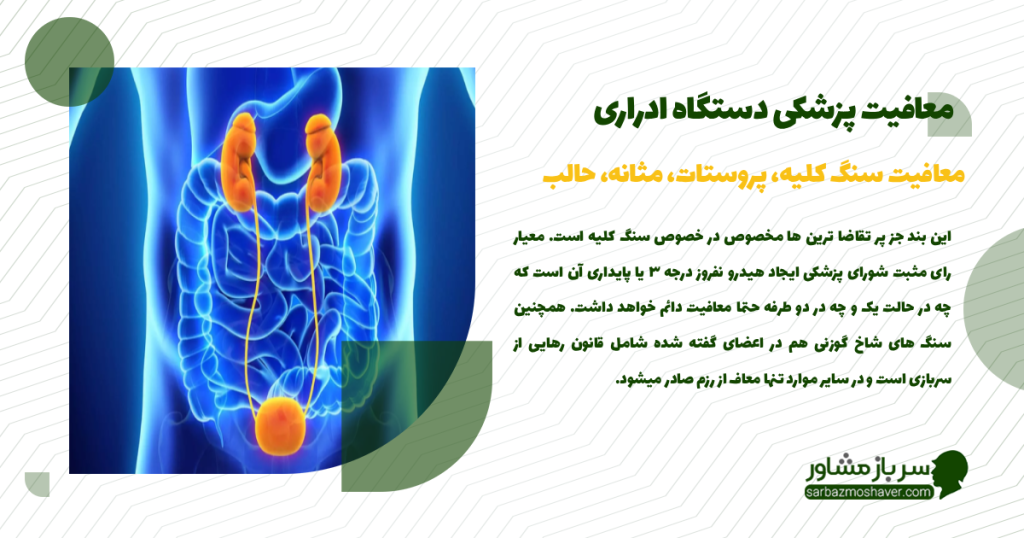 معافیت سنگ کلیه، پروستات، مثانه، حالب