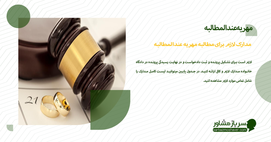 مدارک لازم برای مطالبه مهریه عندالمطالبه