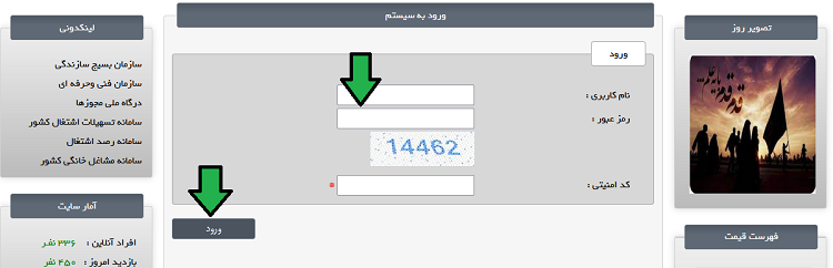 وارد کردن نام کاربری و رمز عبور در سامانه اقتصاد مقاومتی